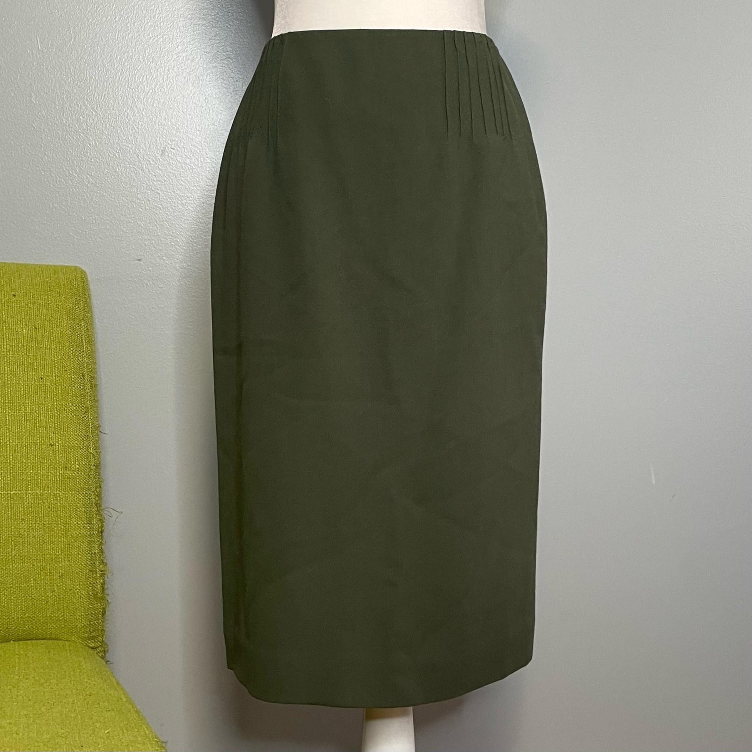 Carlisle Green Wool Straight Pencil Skirt 4
