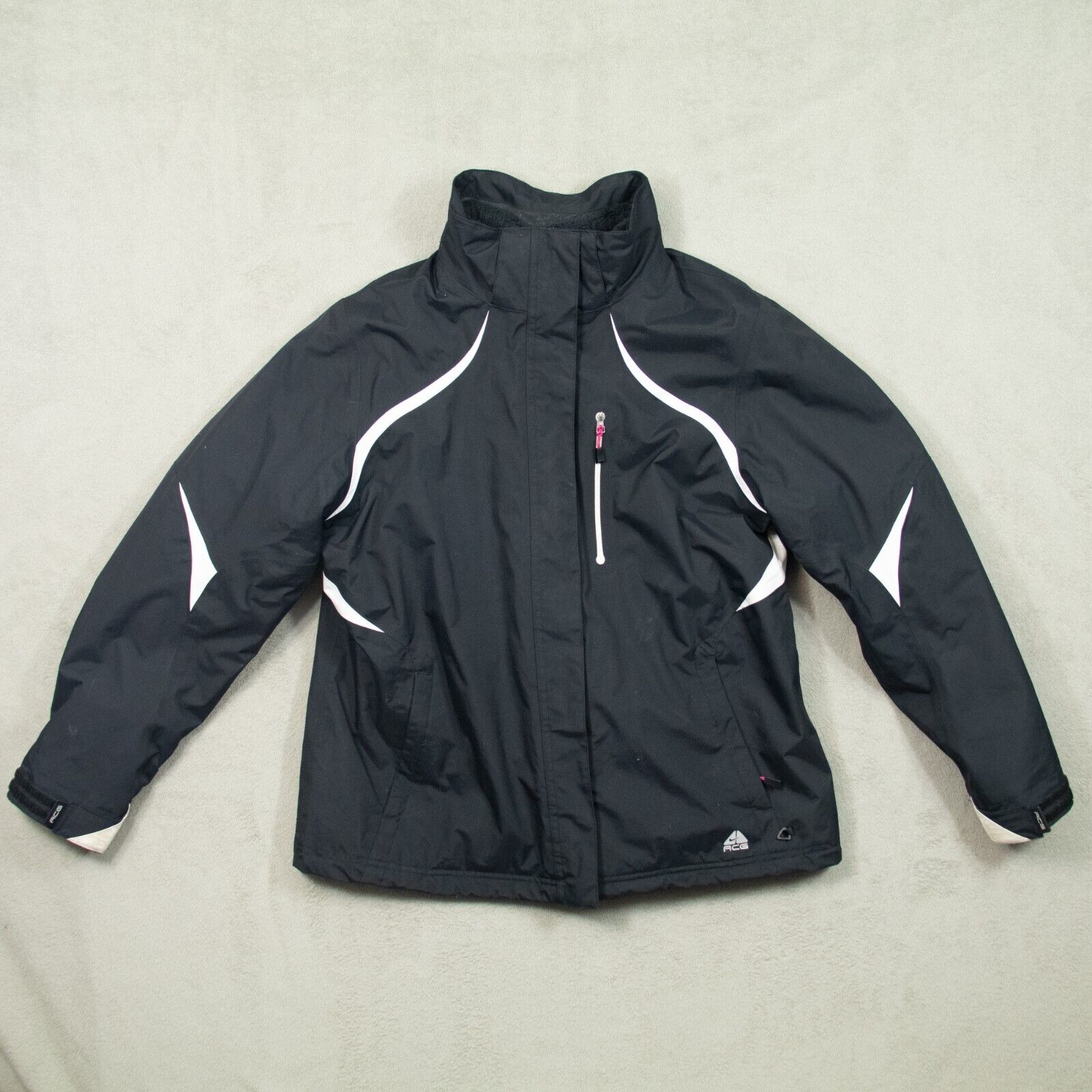 Vtg Nike ACG Jacket Womens Large 3 Storm Fit Black Shell & Fleece Black *No Hood
