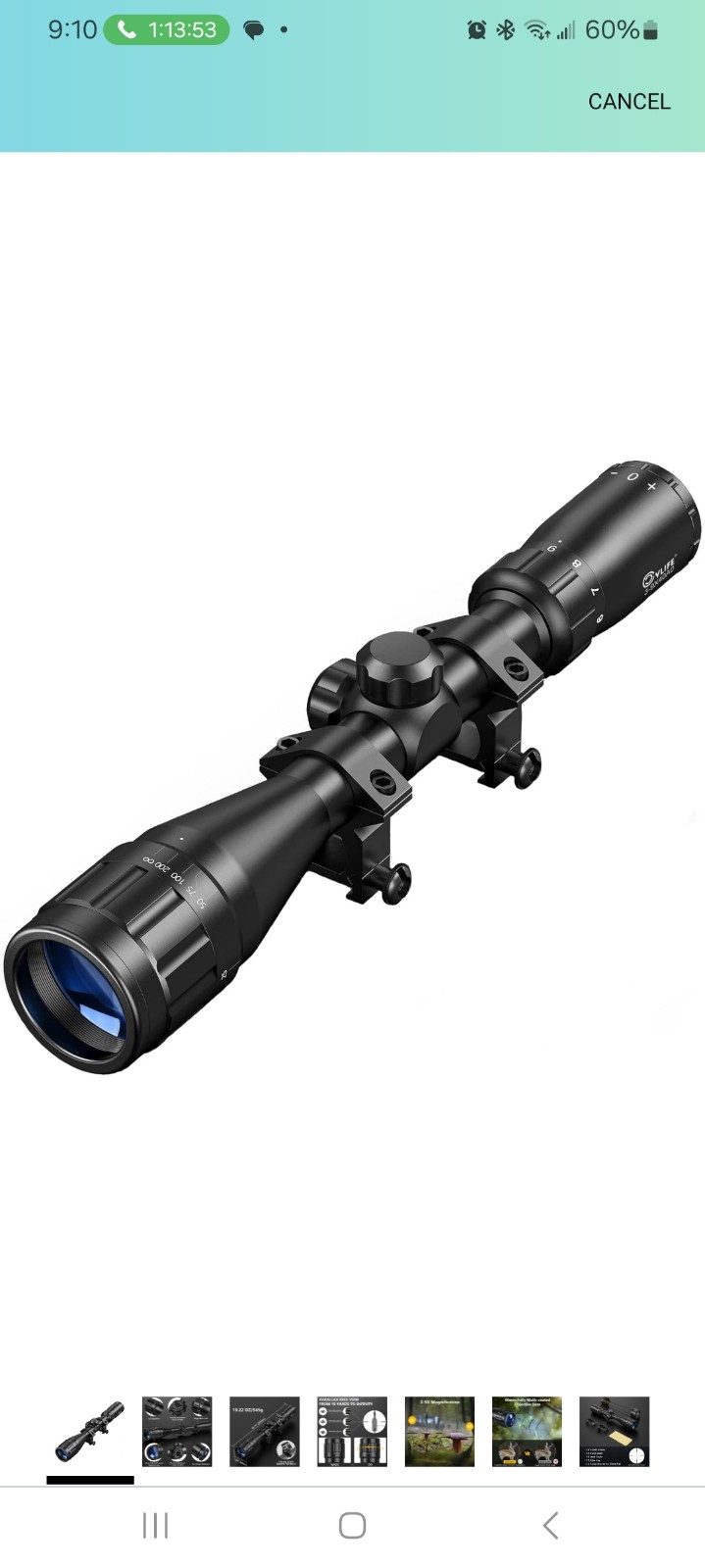 CVLIFE 3-9x40AO Rifle Scope Optics R4 Reticle Crosshair Scope with Mounts