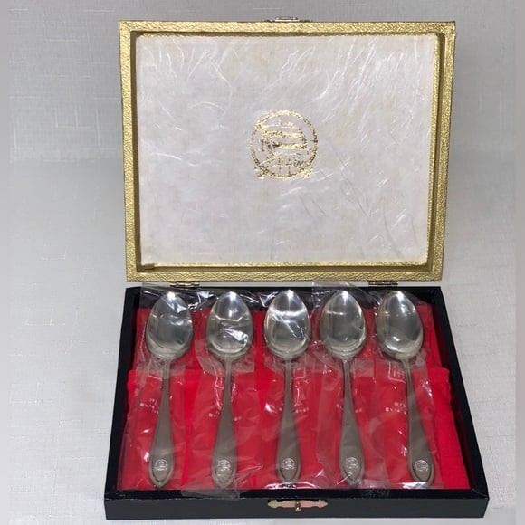 VINTAGE Silver Demitasse Spoon Set of 6 Set New In Box NYK LINE Collectible