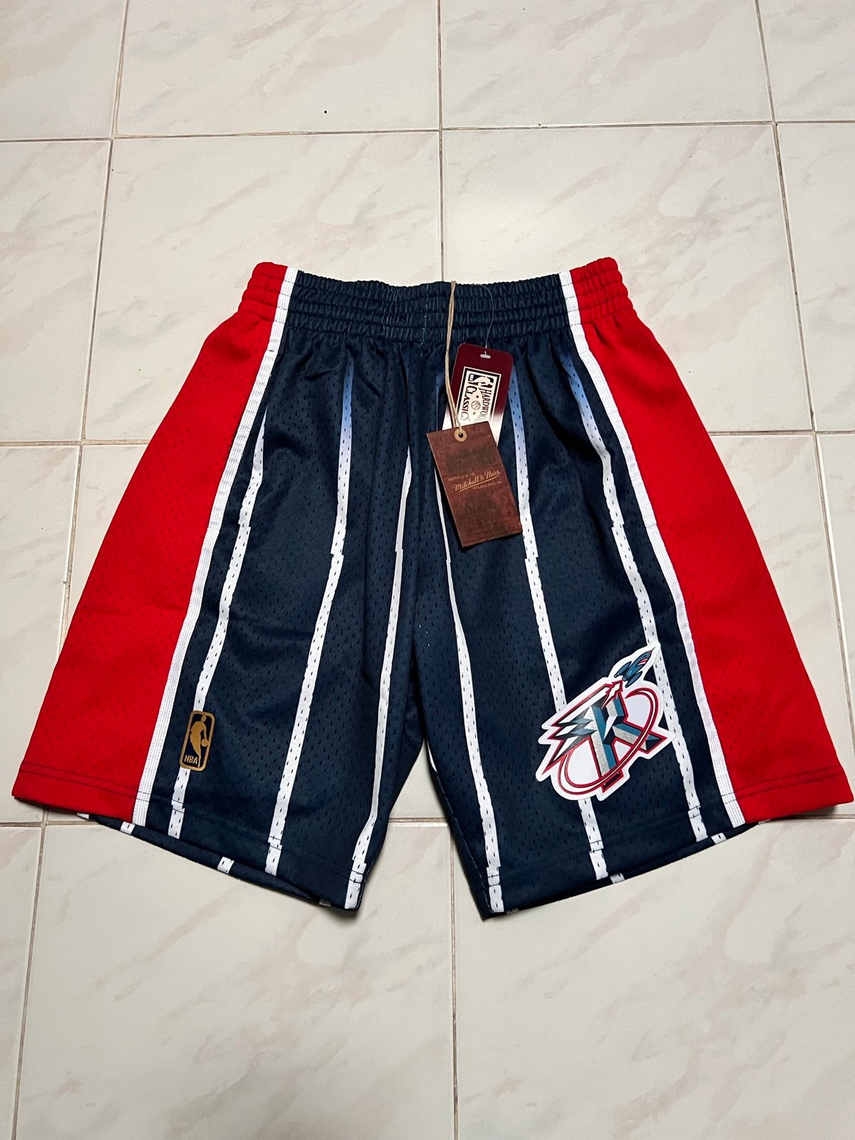 Mitchell & Ness Navy NBA Houston Rockets 1996-97 Swingman Road Shorts Men Size S