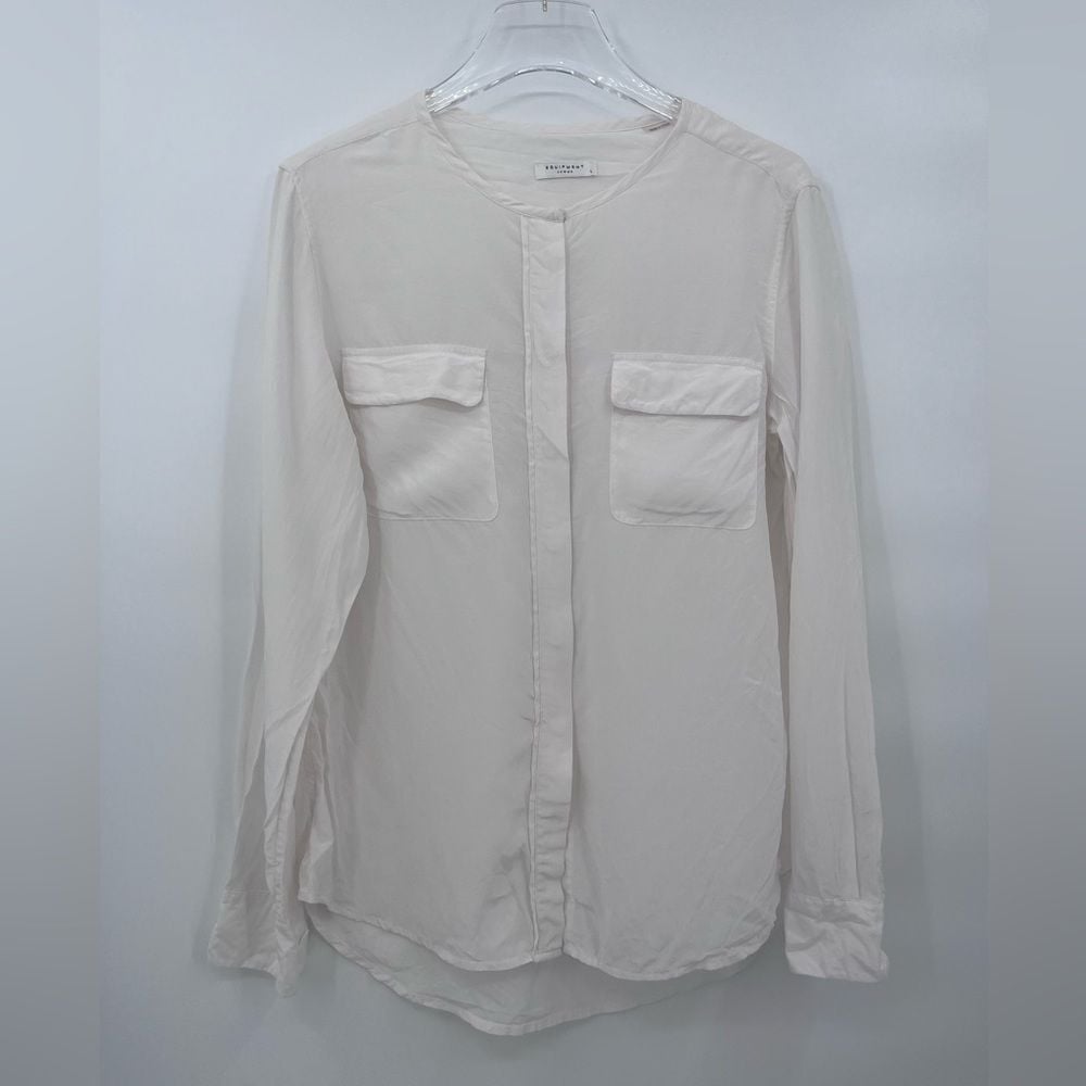 Equipment long sleeve, button-down, silk blouse, size large
