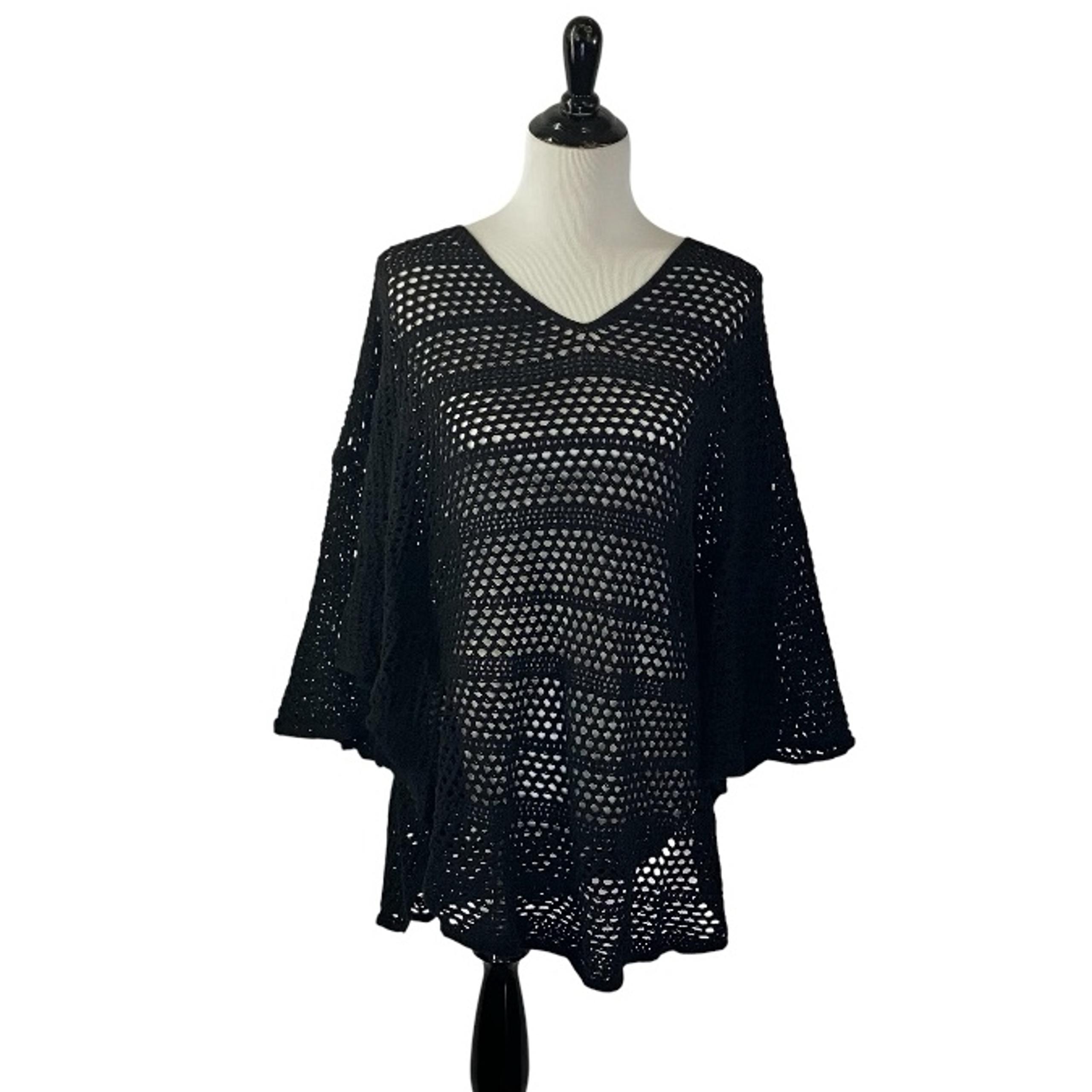 Garnet Hill Black Crocheted cover up