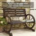 2 Person Rustic Wagon Wheel Bench Garden Loveseat Porch Patio Outdoor Seat Wood