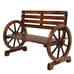 2 Person Rustic Wagon Wheel Bench Garden Loveseat Porch Patio Outdoor Seat Wood