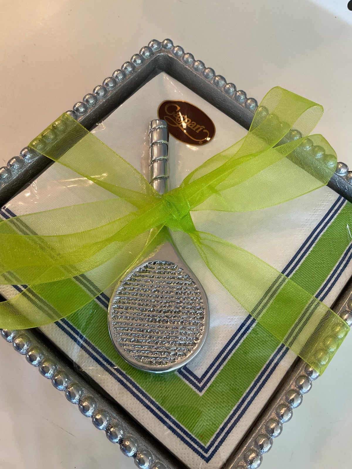 NWT Mariposa Beaded Cocktail Napkin holder/Tennis racketWeight/20 napkins