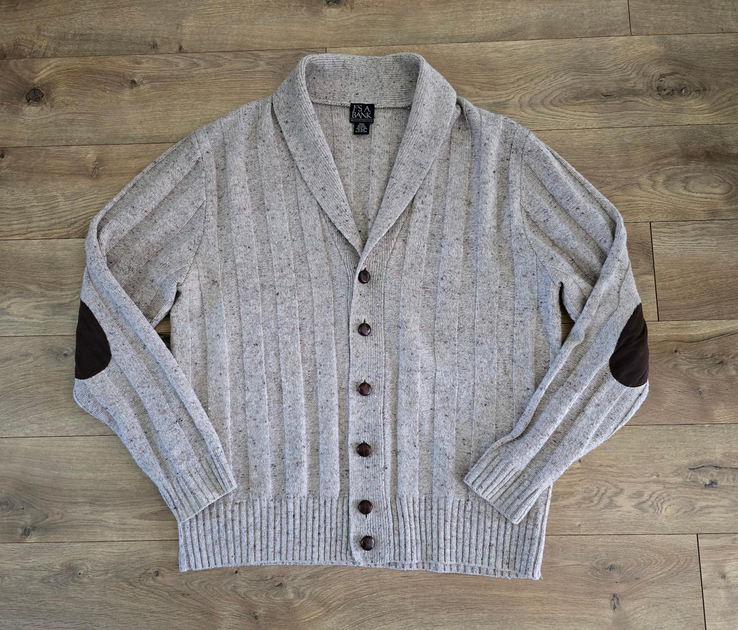 Men’s Jos A Banks Wool Shawl Cardigan Sweater Oat Size XL