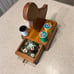 Antique/Vintage wooden thread, scissor, button holder