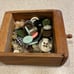 Antique/Vintage wooden thread, scissor, button holder