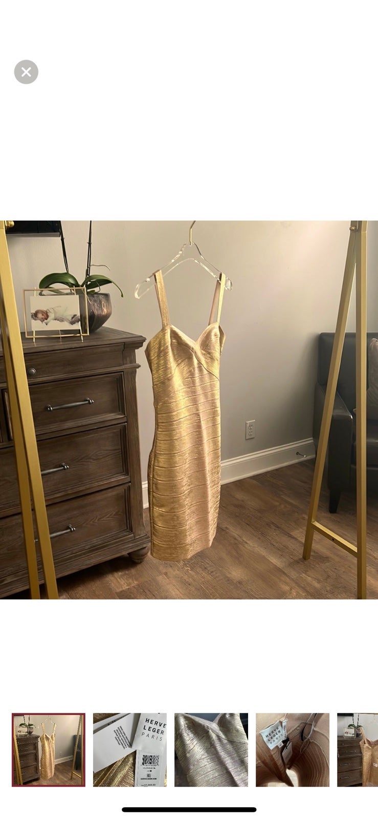 NWT Herve Leger Dress | M | color: Gold Foil