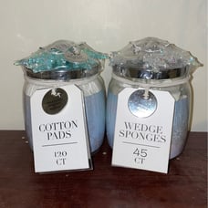 Cotton pads and wedge sponges jars
