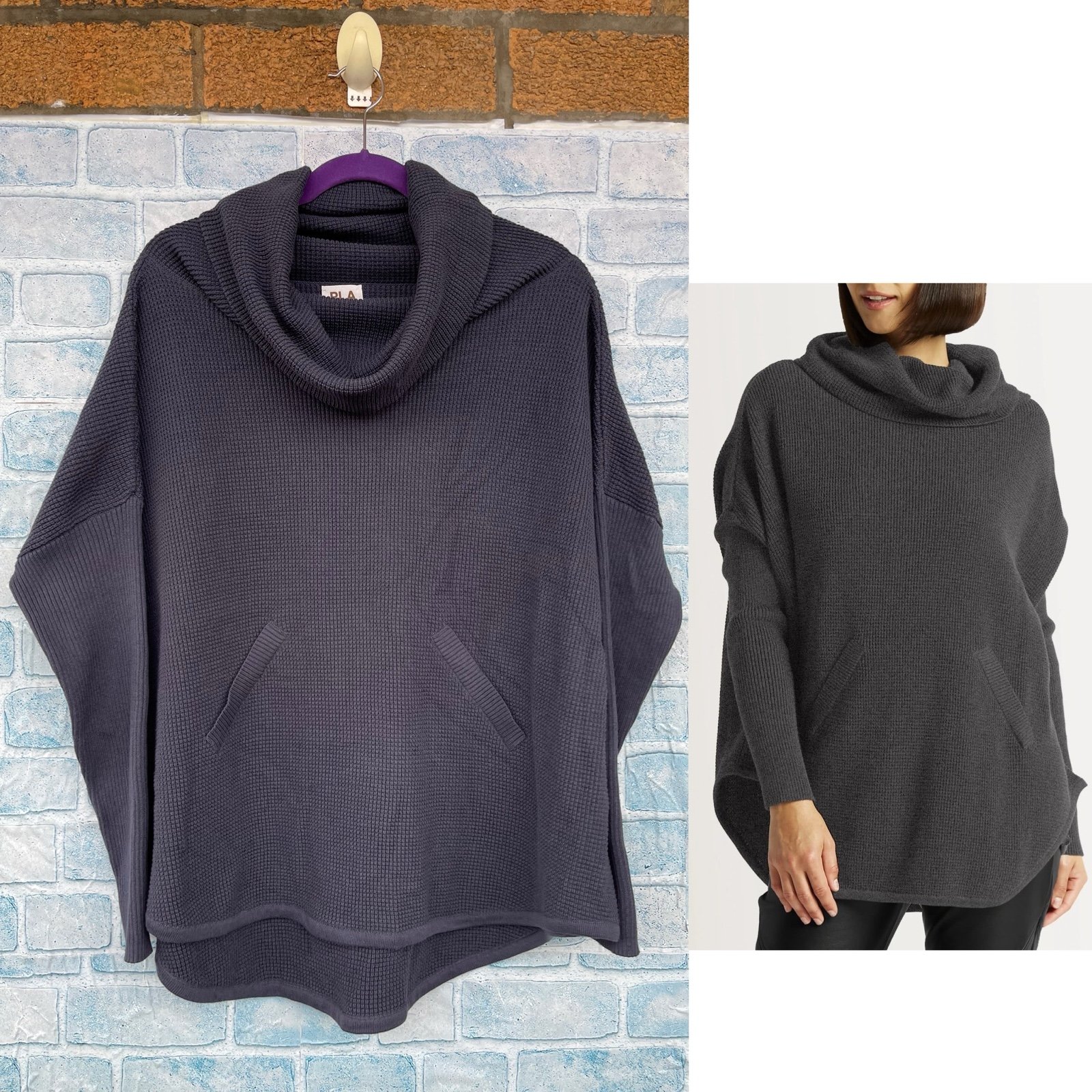 Planet by Lauren G Waffle Cowl Sweater XL