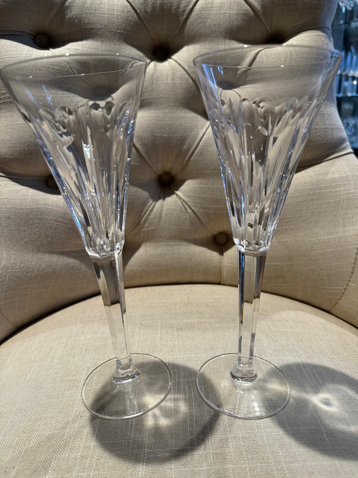 Waterford crystal heart champagne wedding flutes glasses kitchen dining