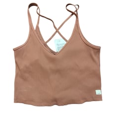 Vuori Women’s Rib Crop Tank Cropped Athletic Top Color Light Cinnamon Large New