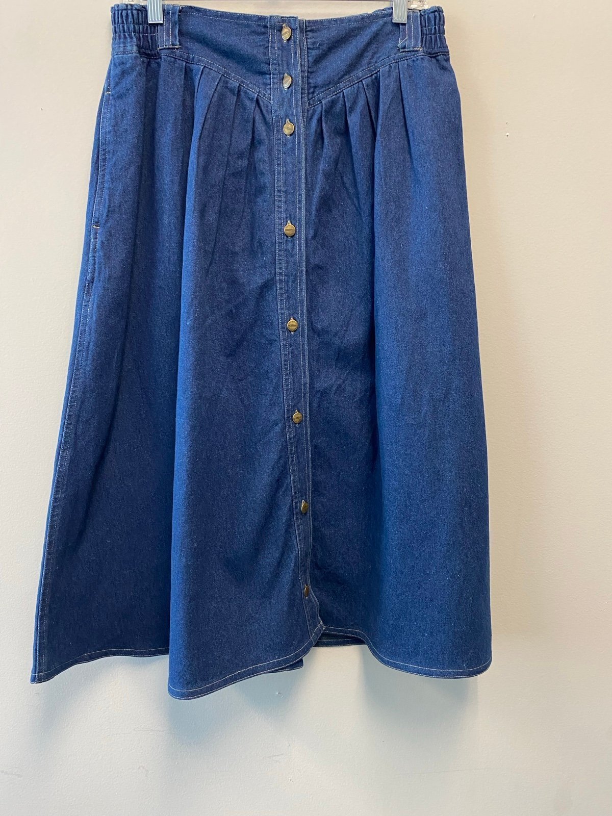 VTG Essentials Sport High Waisted Denim Western Button Front Midi Skirt—Size 18