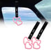 NEW 2PCS DOUBLE LOVE HEART PINK JDM TSURIKAWA RING Black Handle Strap Drift