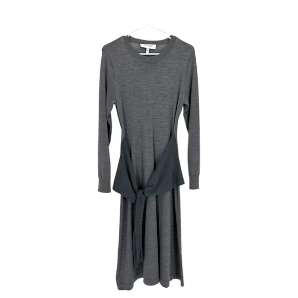 DEREK LAM 10 Crosby | Alyssa M Medium Gray Knit Sweater Dress Wool Blend