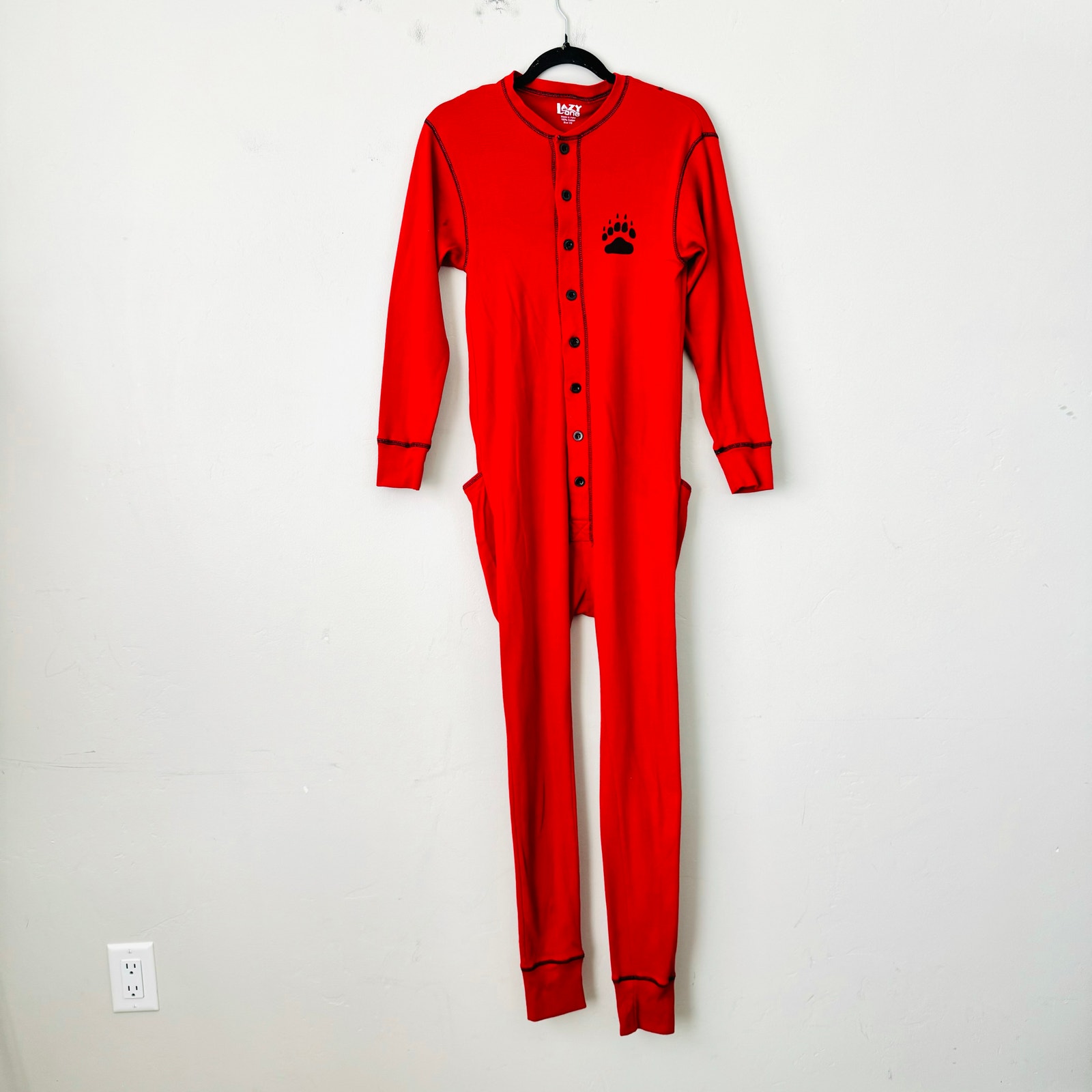 Lazy One Bear Bum Adult Onesie Flapjack Red Classic Unisex Long Johns Cotton XS