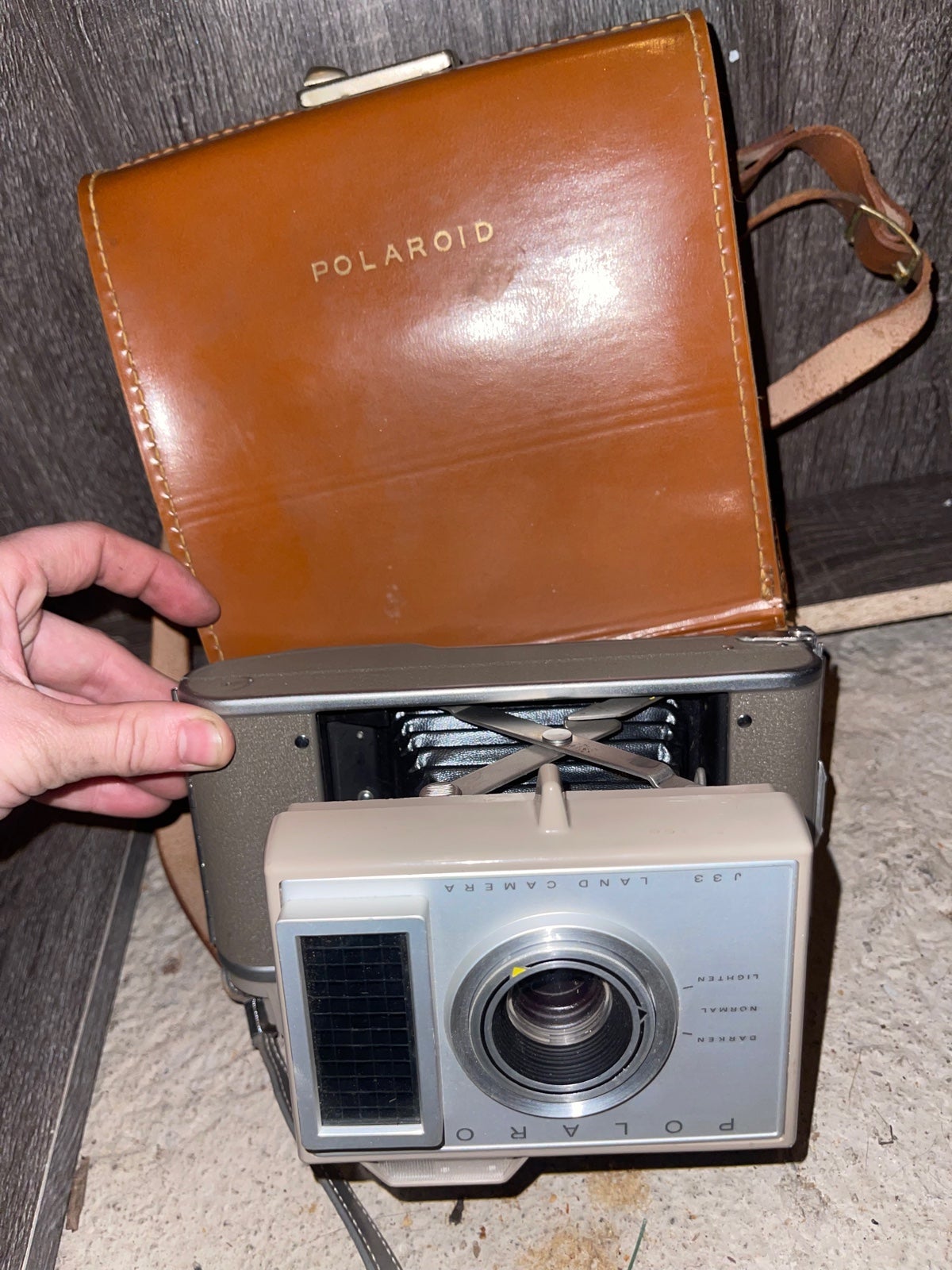 Vintage Polaroid J33 land camera and case