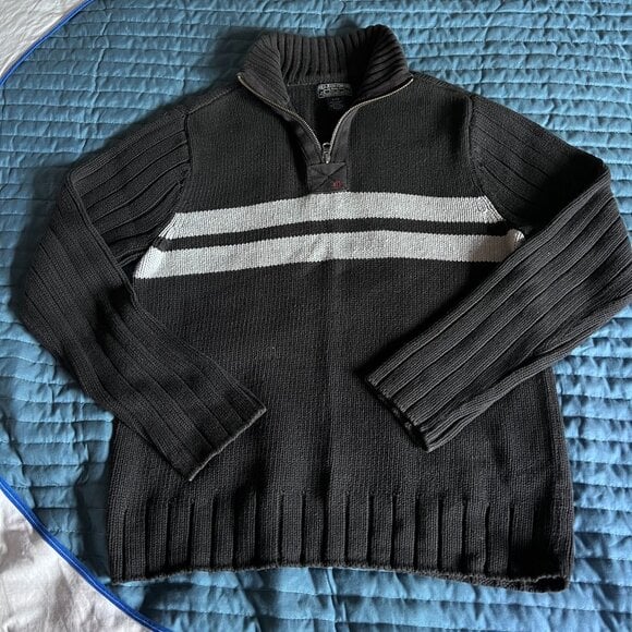 Mens Polo Jeans Zip Up Turtleneck Sweater