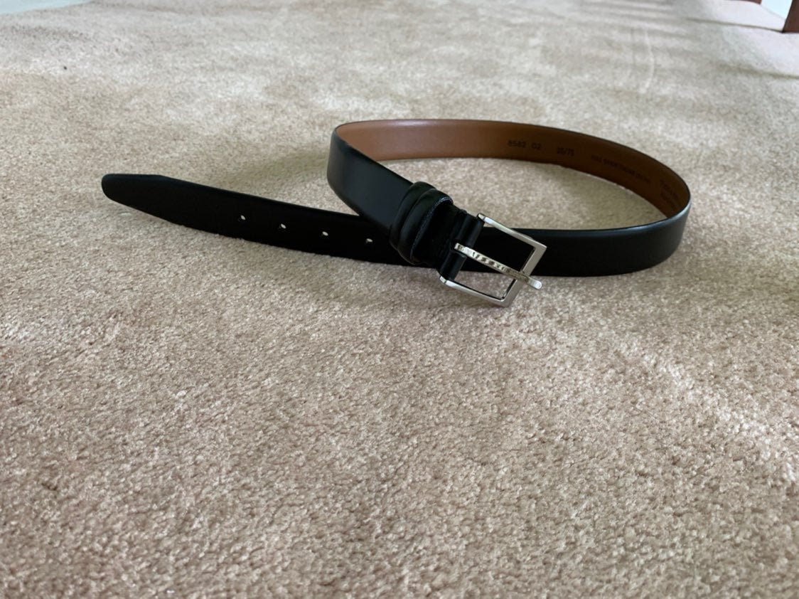 men's black leather belt 30in waist