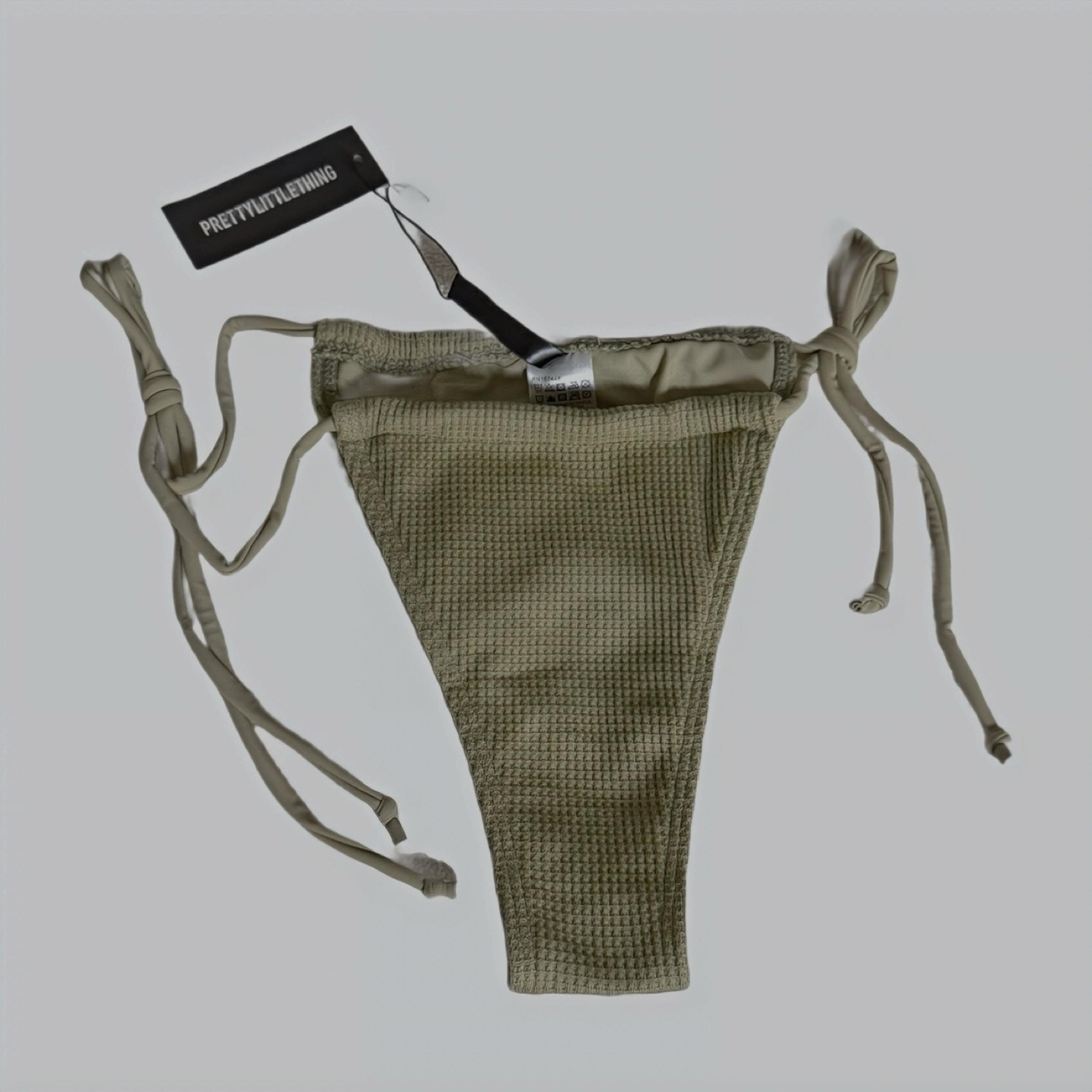 PrettyLittleThing Sage Green Crinkle Tie Side Bikini Bottoms US Size 6 NWT 

The