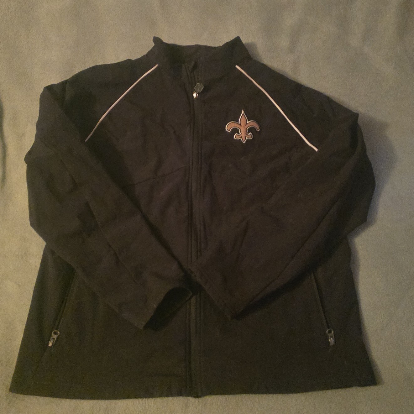 New Orleans SAINTS Full Zip Jacket BLACK MENS JACKET XLARGE