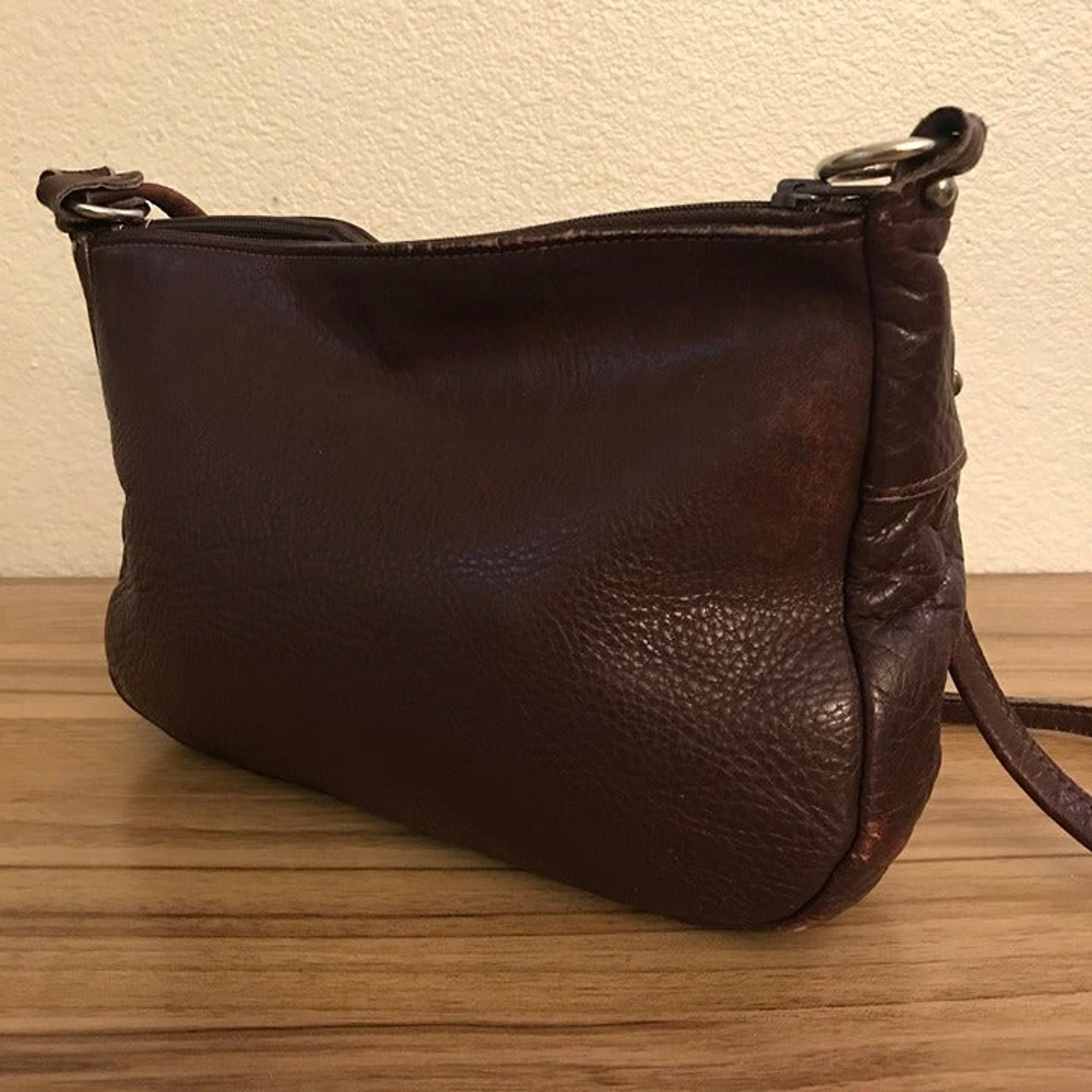 Vintage Brown Leather L.L. Bean Shoulder Bag Purse Handbag