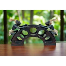 Tribal Primitive Asmat Bottle Rack Alcohol Bottle Holder Tiki Bar Statue Teak Wo