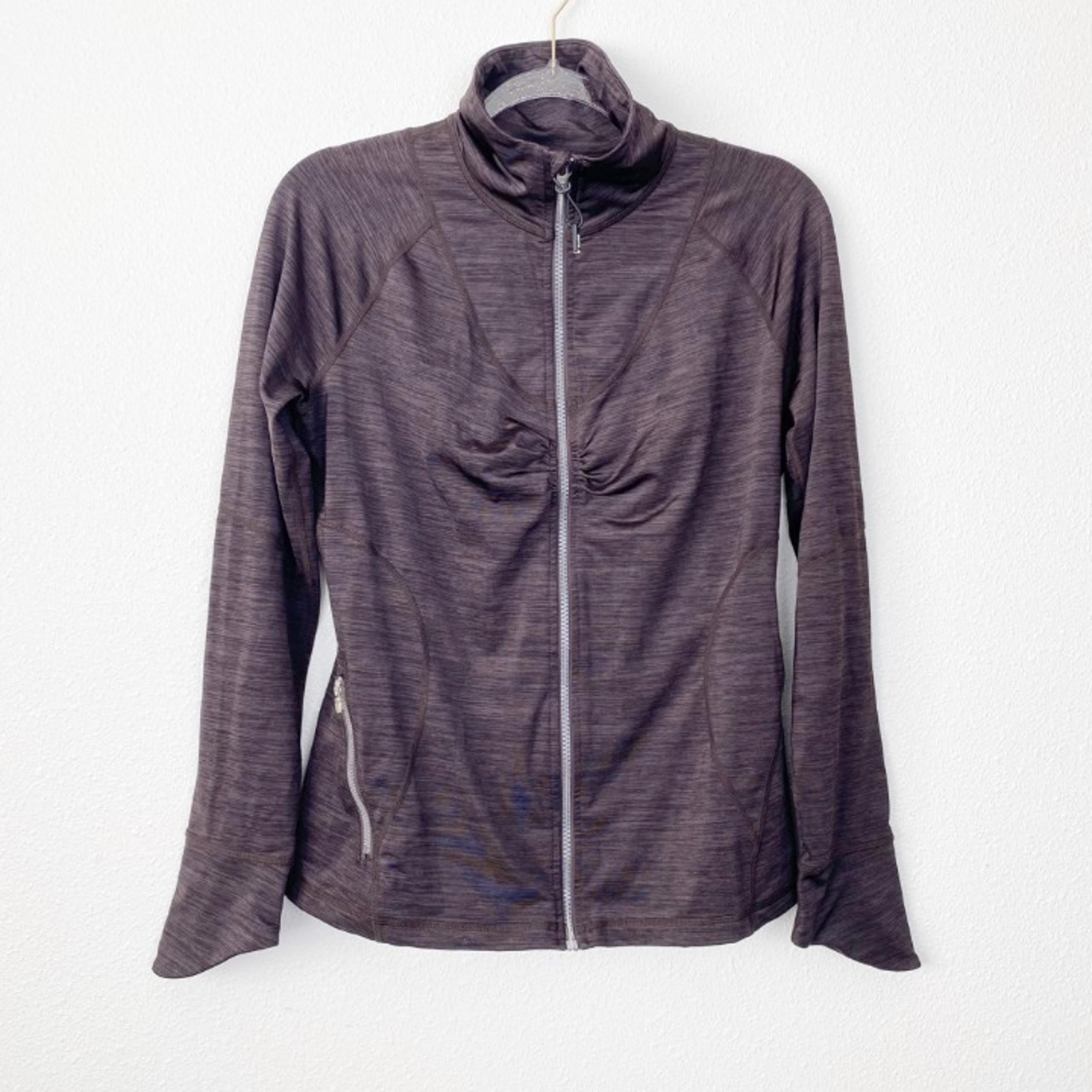 Zella Womens Medium Brown Space Dye Vented Full Zip Athletic Jacket