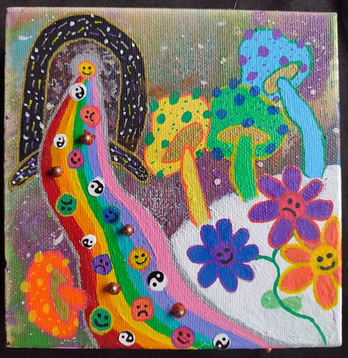 rainbow road acrylic painting