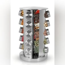 Revolving 20-Jar Countertop Spice Rack, Stainless Steel (fillable jars)