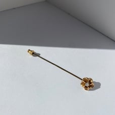 Vintage Diamond 14K Yellow Gold Diamond Flower Pin