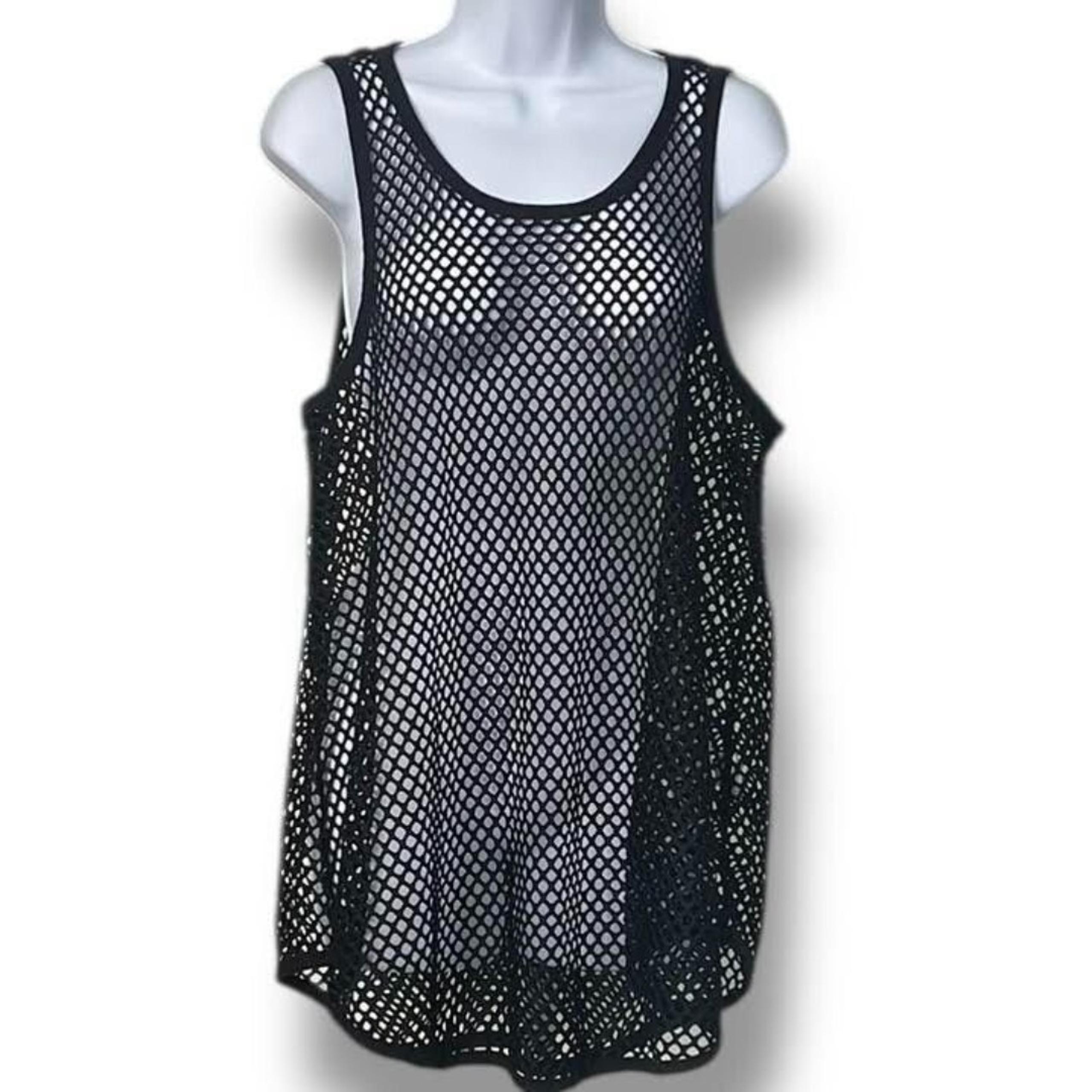 Forever 21 Plus Size Swim Cover-Up Women's Size XL Black Mesh Beachy Pool Sexy