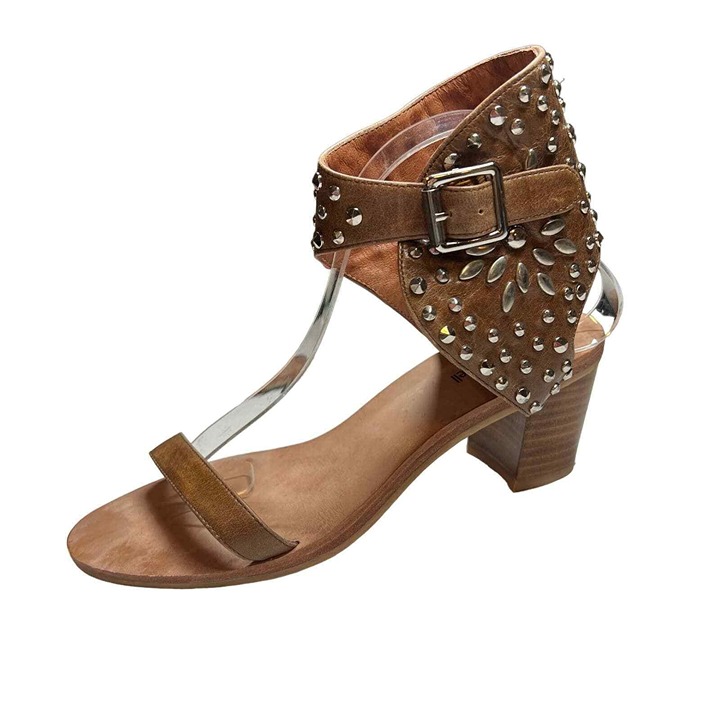 Jeffrey Campbell Sandal Brown Des Moines Studded Boho Festival Block Heel 9.5