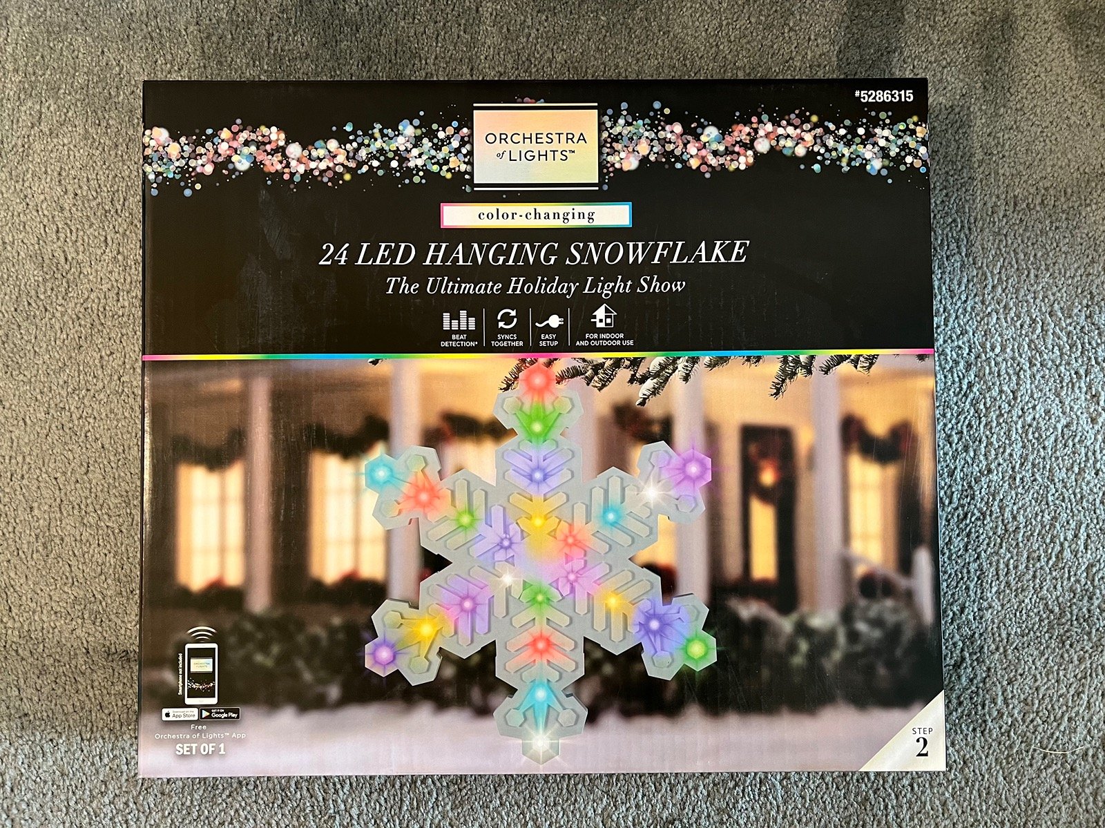 Gemmy Orchestra of Lights 24 Light Color-Changing Hanging Snowflake LED - NEW