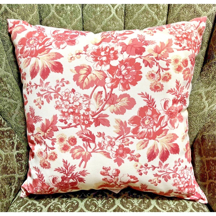 Pottery Barn Americana Red Floral Outdoor/Indoor Pillow 18 x18 NWT Red/Cream