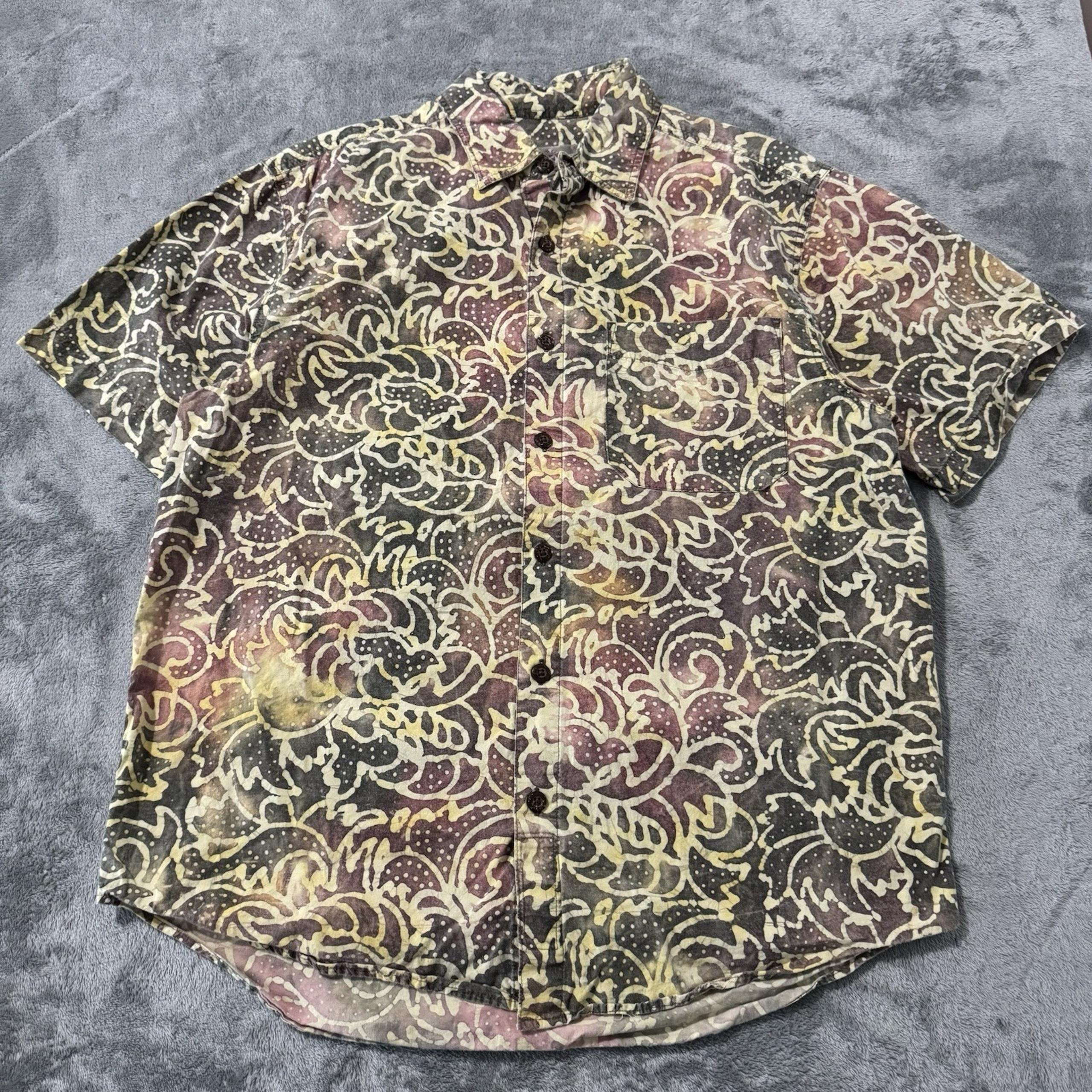 The Territory Ahead Hawaiian Shirt Mens Medium Orange Tribal Cotton Lawn