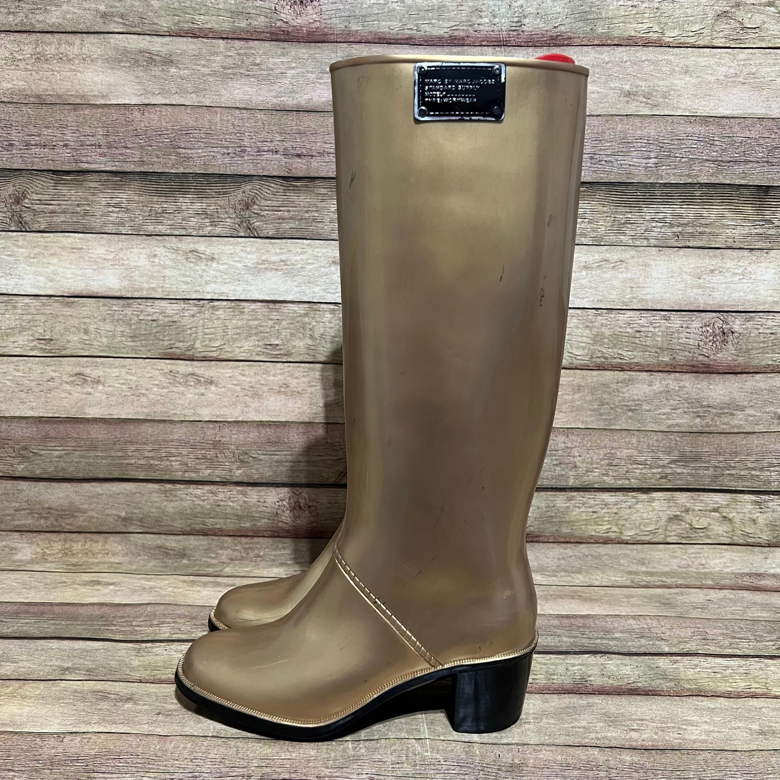 Marc By Marc Jacobs Gold Rubber Rain Boots