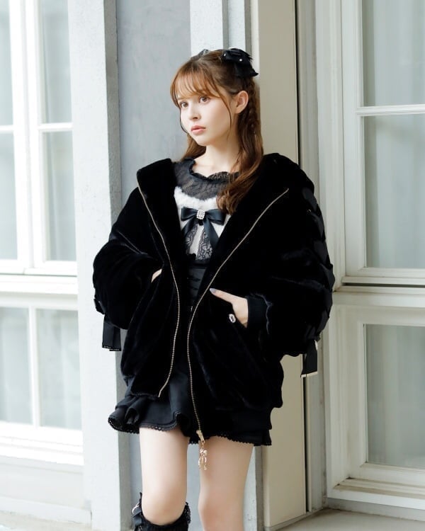 Liz Lisa Lace-Up Sleeve Bunny Fur Blouson