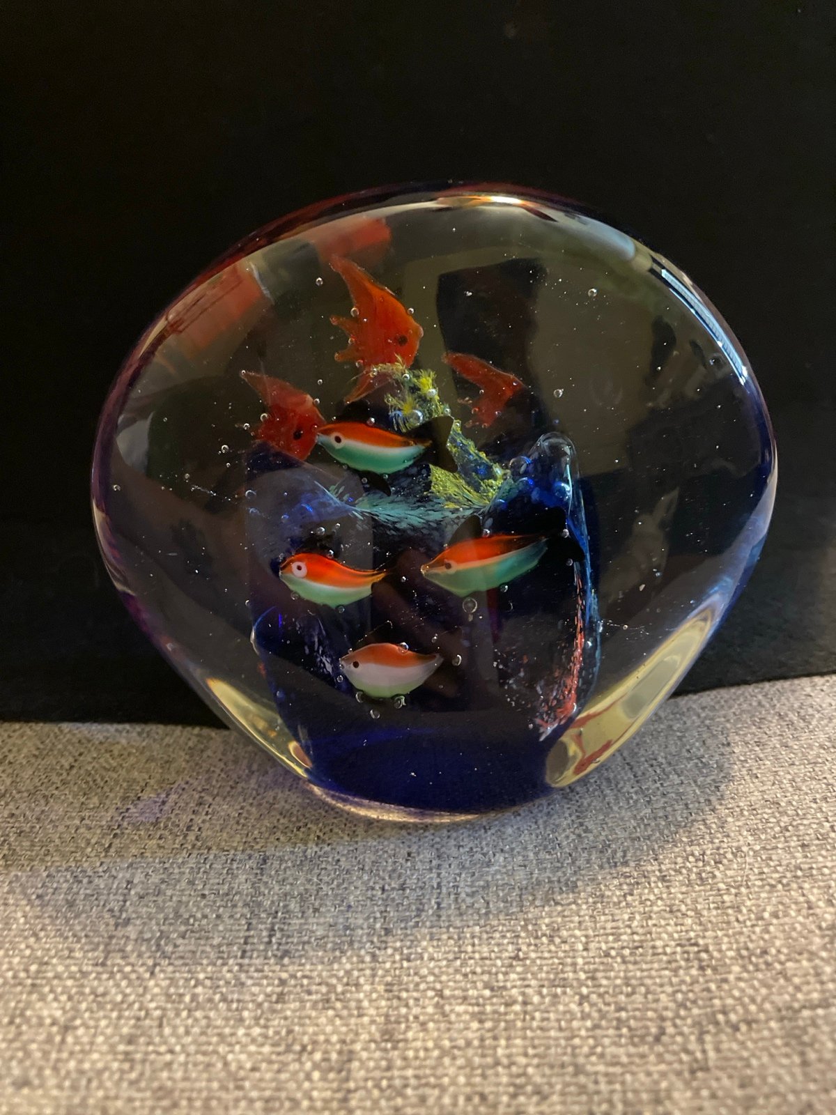 Vintage murano art glass aquarium paperweight.