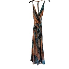 BOSTON PROPER HALTER BELTED FAUX WRAP MAXI DRESS SZ 4