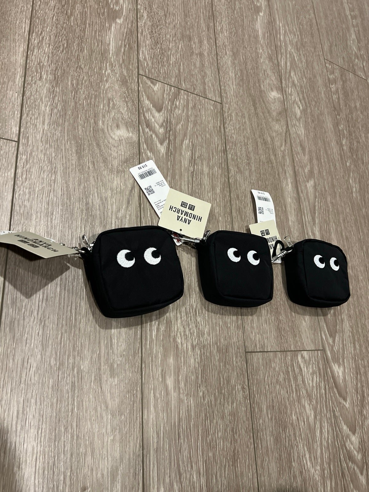 NWT lot of 3 Uniqlo ANYA HINDMARCH packable bag, black