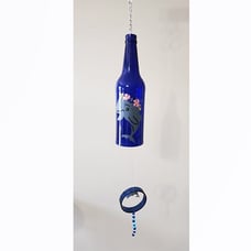 Dolphin Wind Chime Upcycled Blue Bottle