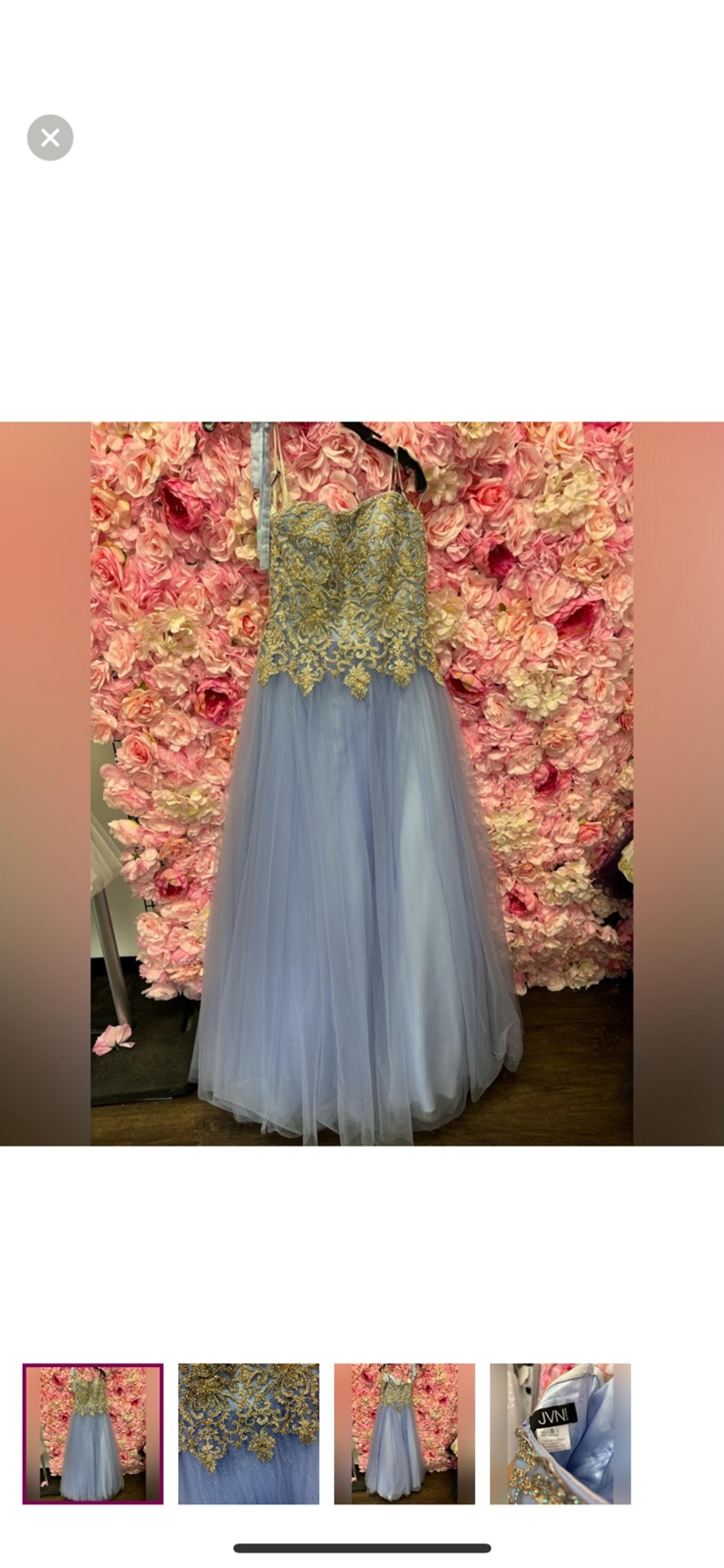 Jovani Size 8 Lilac and gold Beaded Strapless tulle Ball Gown
