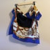 Vintage Italian Scarf Blue and white scarf with golden saddle/fan/satchel horse