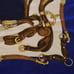 Vintage Italian Scarf Blue and white scarf with golden saddle/fan/satchel horse