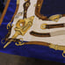 Vintage Italian Scarf Blue and white scarf with golden saddle/fan/satchel horse