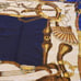 Vintage Italian Scarf Blue and white scarf with golden saddle/fan/satchel horse