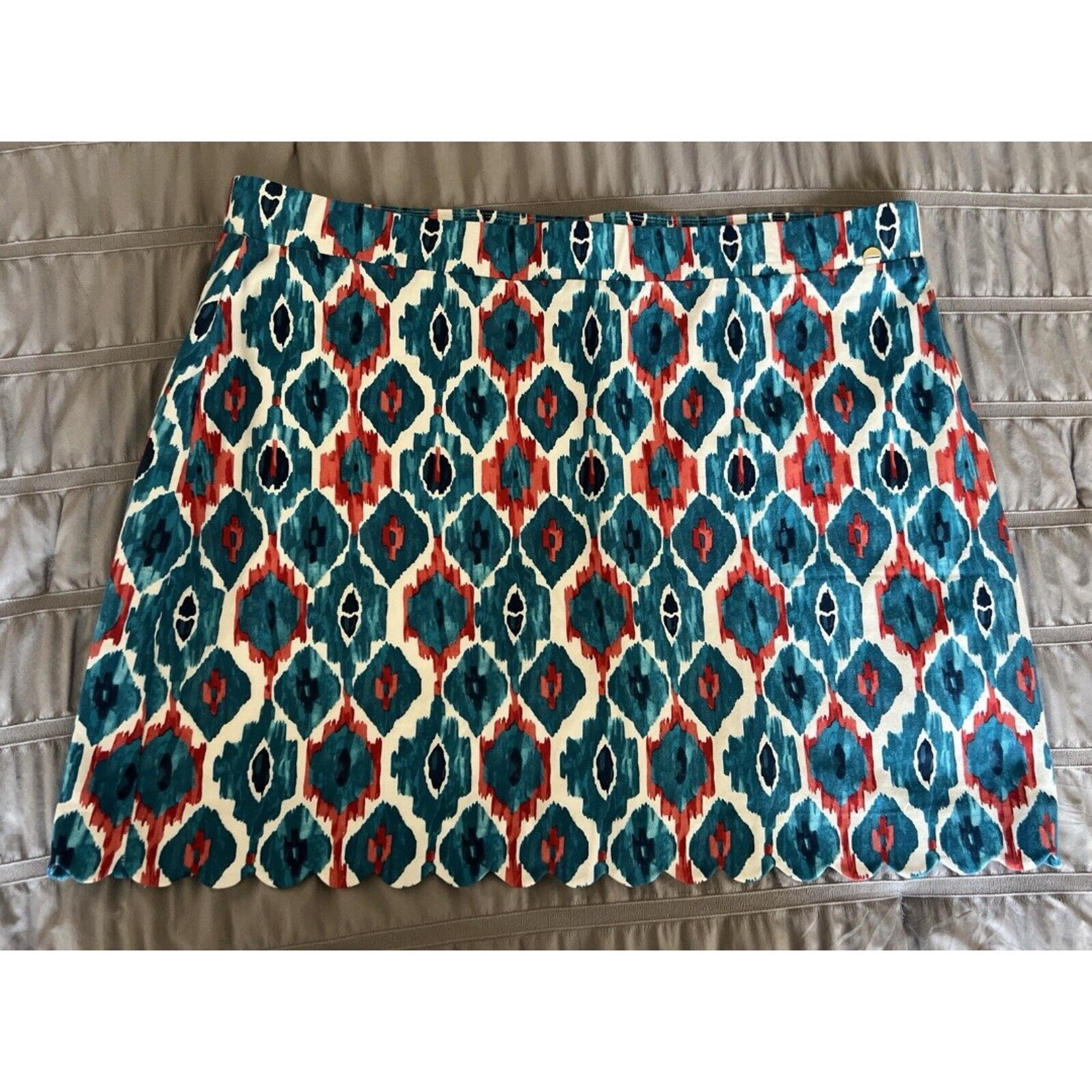 Jones New York Signature Women's Skort Blue Ikat Printed Size XL